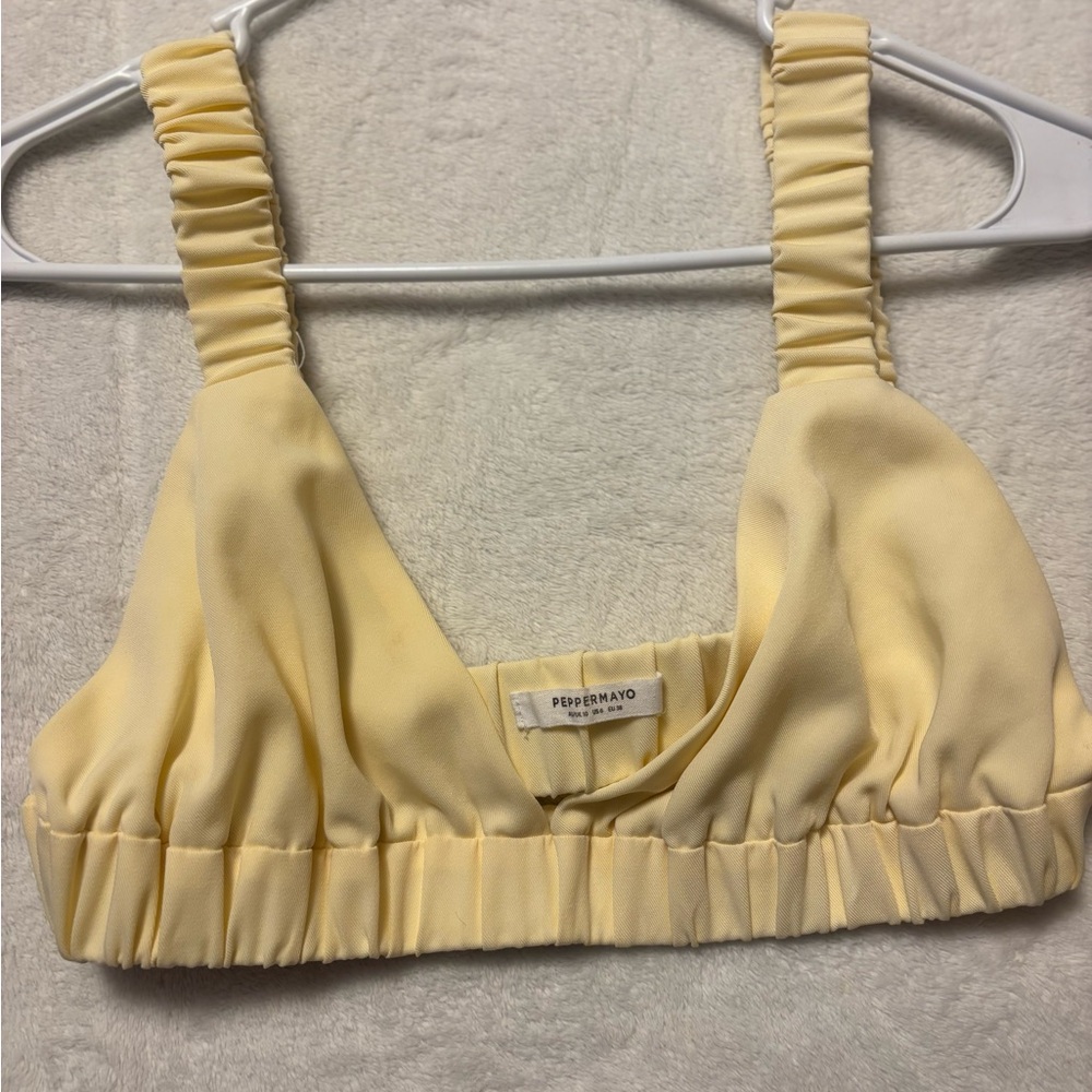 Yellow Ruched Bikini Top